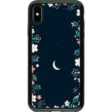 Coque iPhone Xs Max - Hybrid Armor noir Flowers space