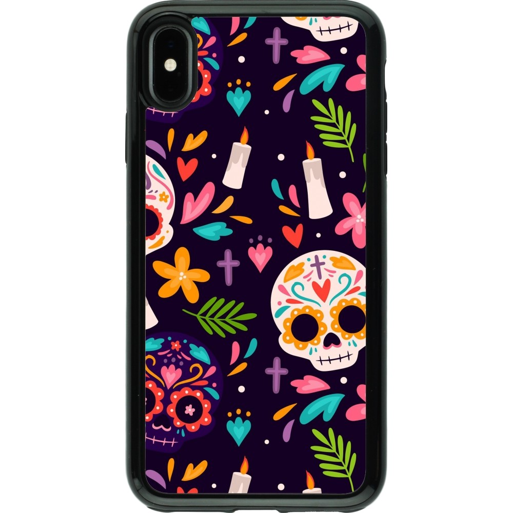 Coque iPhone Xs Max - Hybrid Armor noir Halloween 2023 mexican style