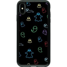 Coque iPhone Xs Max - Hybrid Armor noir Halloween 2024 colorful ghosts