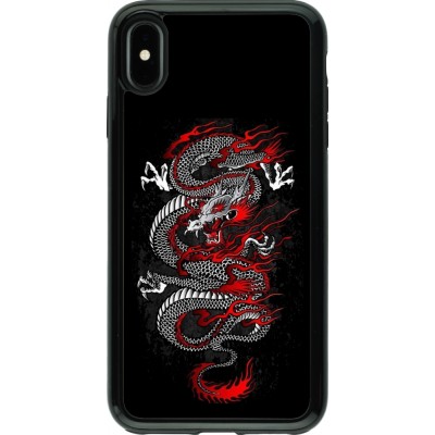 Coque iPhone Xs Max - Hybrid Armor noir Japanese style Dragon Tattoo Red Black