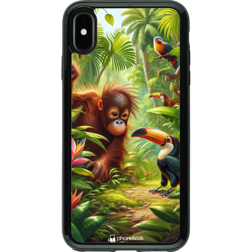 Coque iPhone Xs Max - Hybrid Armor noir Jungle Tropicale Tayrona