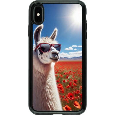 Coque iPhone Xs Max - Hybrid Armor noir Lama Chic en Coquelicot