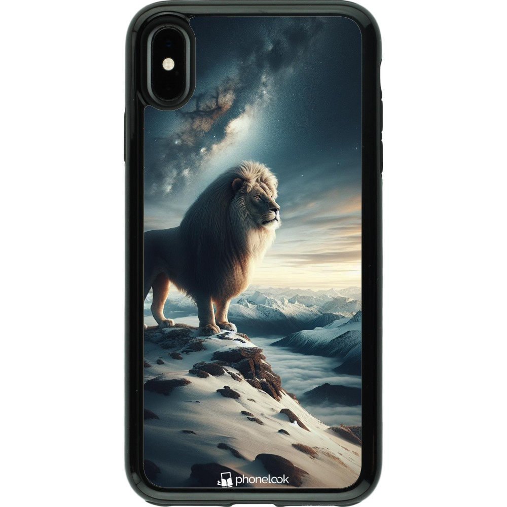 Coque iPhone Xs Max - Hybrid Armor noir Le lion blanc