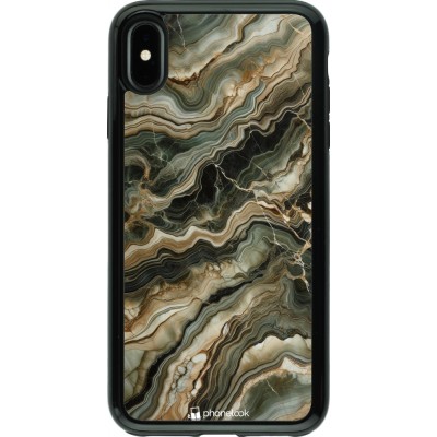 Coque iPhone Xs Max - Hybrid Armor noir Marbre Olive