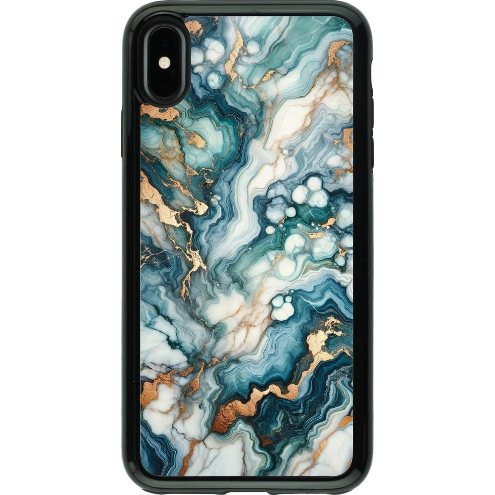 Coque iPhone Xs Max - Hybrid Armor noir Marbre Vert Bleu Doré