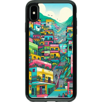 Coque iPhone Xs Max - Hybrid Armor noir Medellin Comuna 13 Art