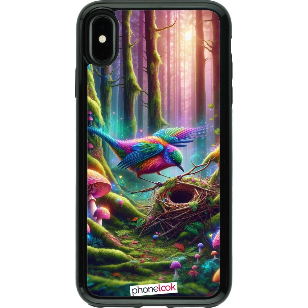 Coque iPhone Xs Max - Hybrid Armor noir Oiseau Nid Forêt