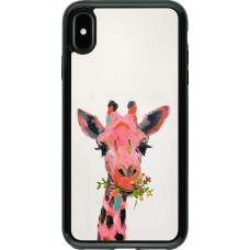 Coque iPhone Xs Max - Hybrid Armor noir Pink Girafe Paint