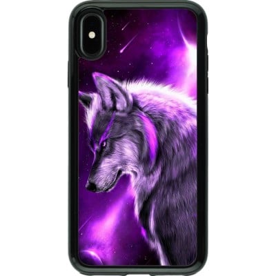 Coque iPhone Xs Max - Hybrid Armor noir Purple Sky Wolf