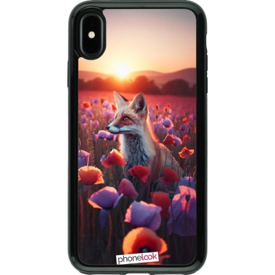 Coque iPhone Xs Max - Hybrid Armor noir Renard pourpre au crépuscule