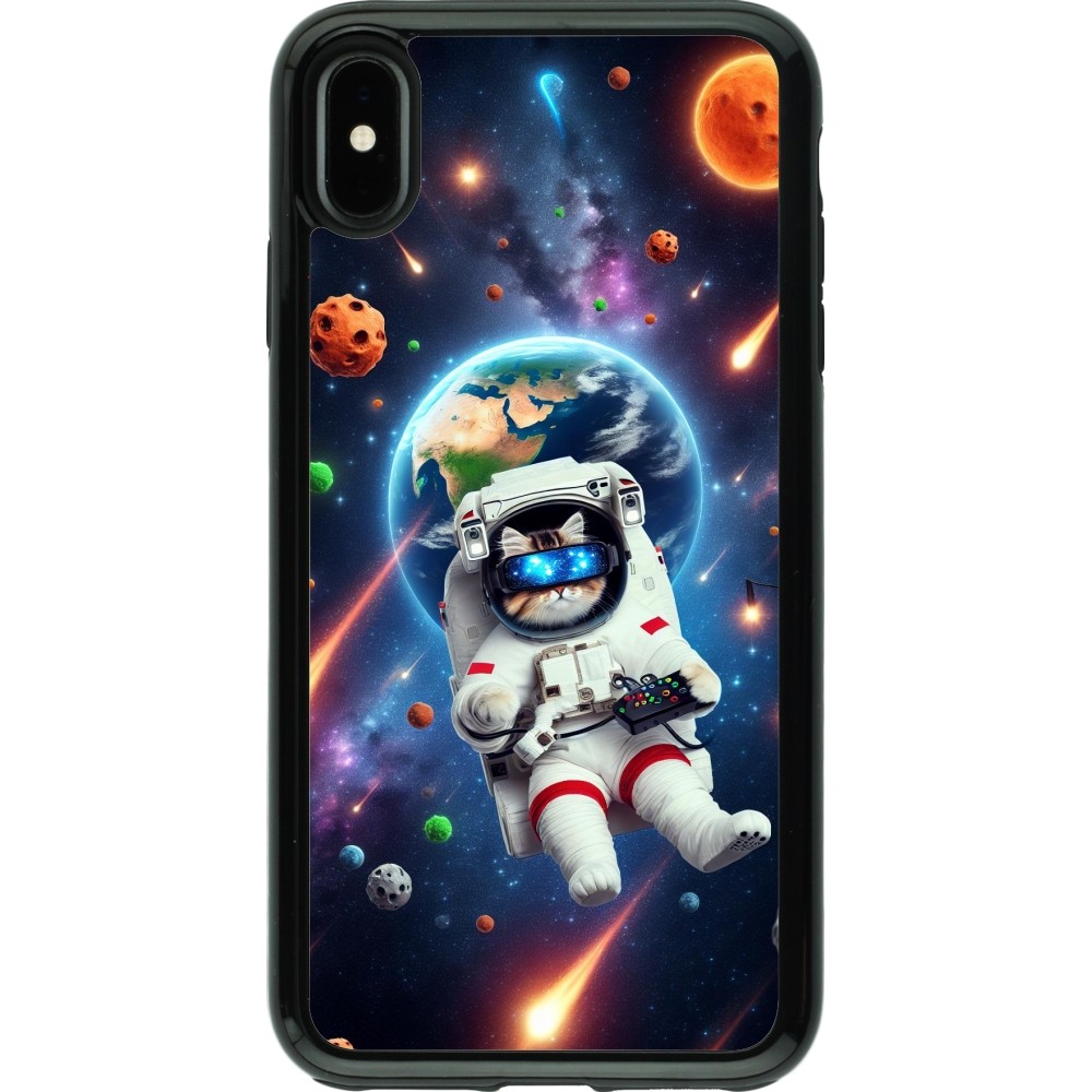 Coque iPhone Xs Max - Hybrid Armor noir VR SpaceCat Odyssey