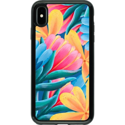 Coque iPhone Xs Max - Hybrid Armor noir Spring 23 colorful flowers