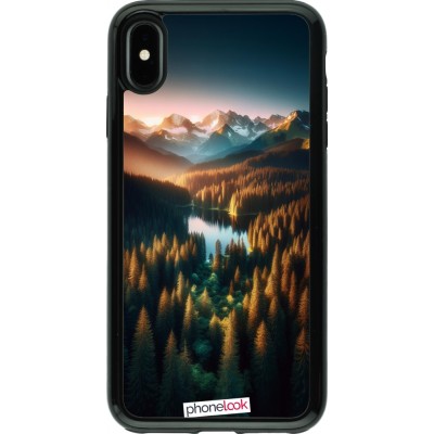 Coque iPhone Xs Max - Hybrid Armor noir Sunset Forest Lake