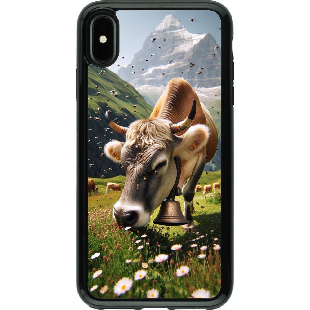 Coque iPhone Xs Max - Hybrid Armor noir Vache montagne Valais