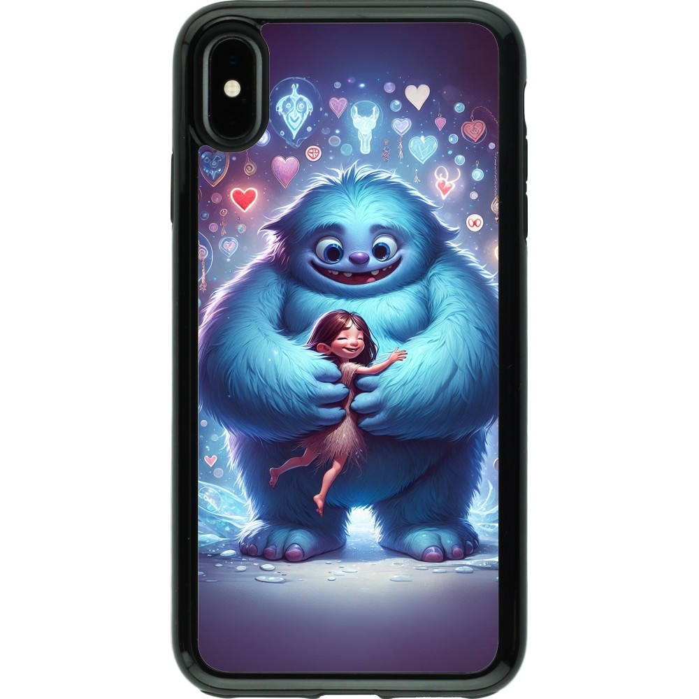 Coque iPhone Xs Max - Hybrid Armor noir Valentine 2024 Fluffy Love