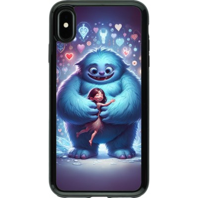 Coque iPhone Xs Max - Hybrid Armor noir Valentine 2024 Fluffy Love