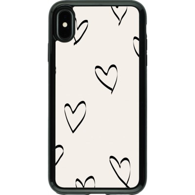 Coque iPhone Xs Max - Hybrid Armor noir Valentine 2023 minimalist hearts