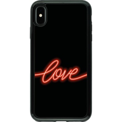 Coque iPhone Xs Max - Hybrid Armor noir Valentine 2023 neon love