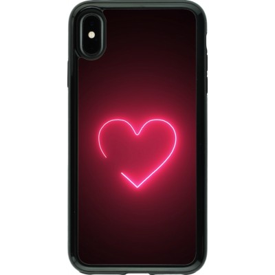 Coque iPhone Xs Max - Hybrid Armor noir Valentine 2023 single neon heart