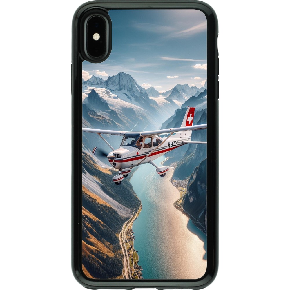 Coque iPhone Xs Max - Hybrid Armor noir Vol Alpin Suisse