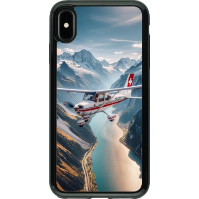 Coque iPhone Xs Max - Hybrid Armor noir Vol Alpin Suisse