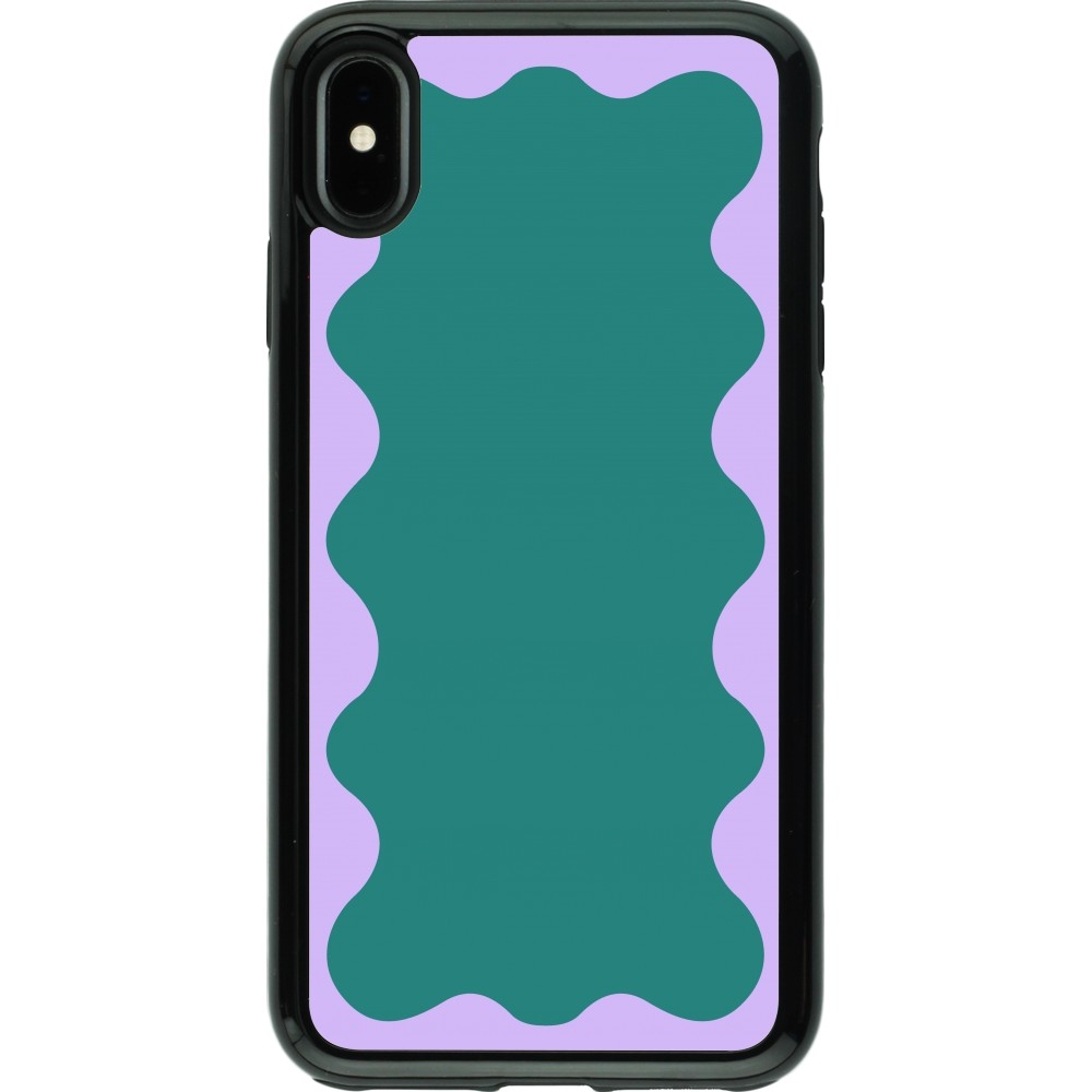 Coque iPhone Xs Max - Hybrid Armor noir Wavy Rectangle Green Purple