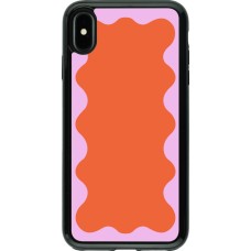 Coque iPhone Xs Max - Hybrid Armor noir Wavy Rectangle Orange Pink