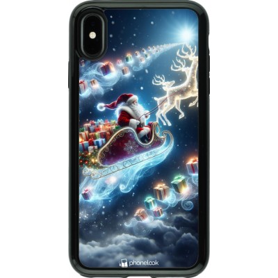 Coque iPhone Xs Max - Hybrid Armor noir Noël 2023 Père Noël enchanté