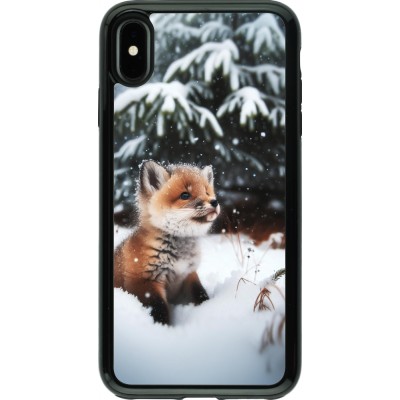 Coque iPhone Xs Max - Hybrid Armor noir Noël 2023 Renardeau sapin