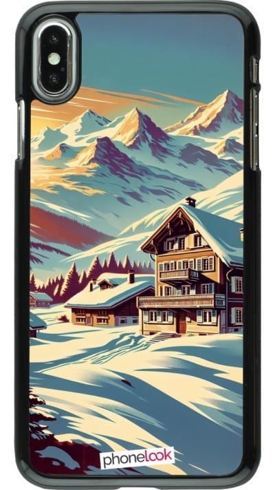 Coque iPhone Xs Max - Chalet montagne enneigée