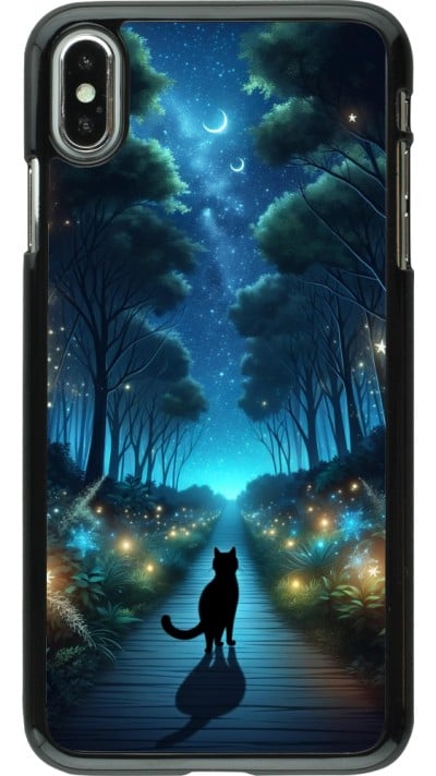 Coque iPhone Xs Max - Chat noir promenade