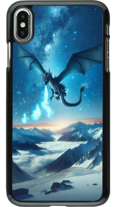 Coque iPhone Xs Max - Dragon nocturne montagne