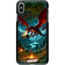 Coque iPhone Xs Max - Dragon Volant Forêt Trésor