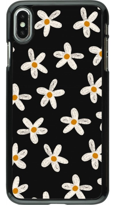 Coque iPhone Xs Max - Easter 2024 white on black flower