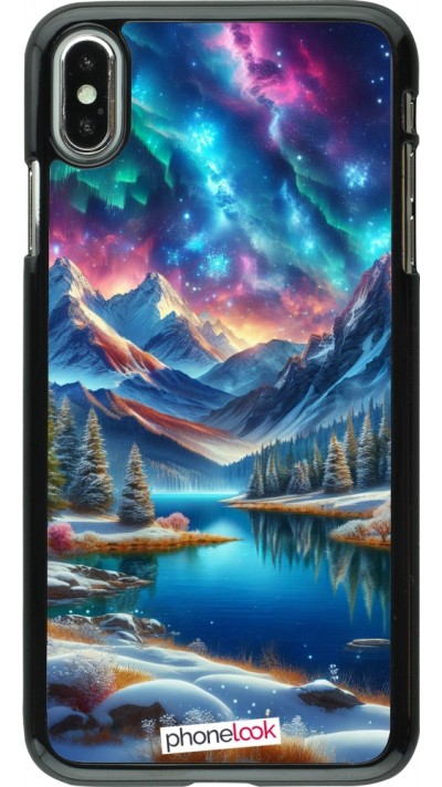 Coque iPhone Xs Max - Fantasy Mountain Lake Sky Stars