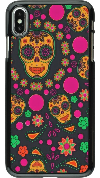 Coque iPhone Xs Max - Halloween 22 colorful mexican skulls