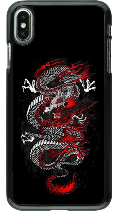 Coque iPhone Xs Max - Japanese style Dragon Tattoo Red Black