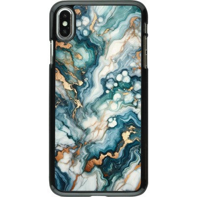 Coque iPhone Xs Max - Marbre Vert Bleu Doré