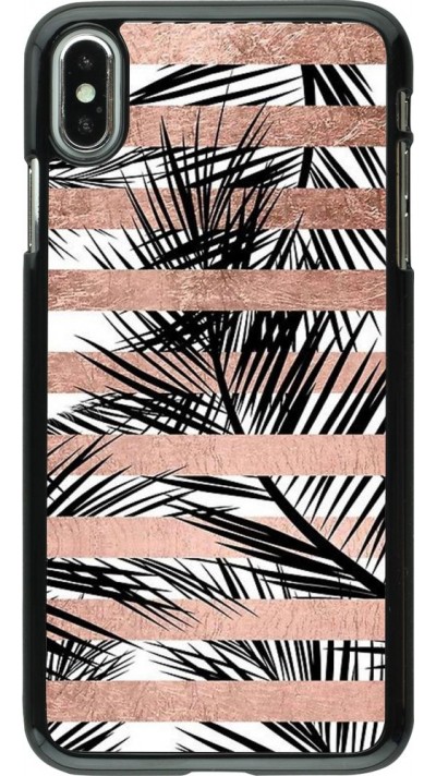 Coque iPhone Xs Max - Palm trees gold stripes