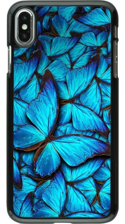 Coque iPhone Xs Max - Papillon - Bleu