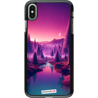 Coque iPhone Xs Max - Paysage Violet-Rose