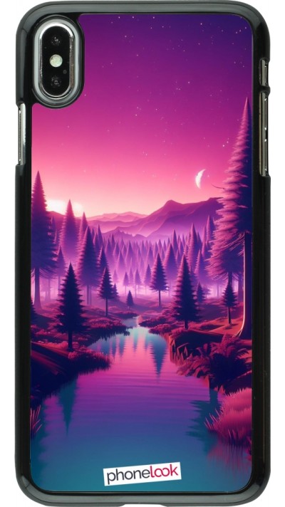 Coque iPhone Xs Max - Paysage Violet-Rose