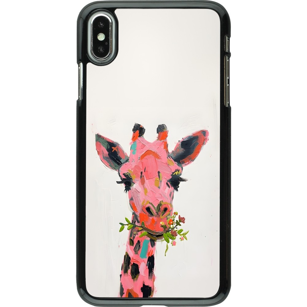 Coque iPhone Xs Max - Pink Girafe Paint