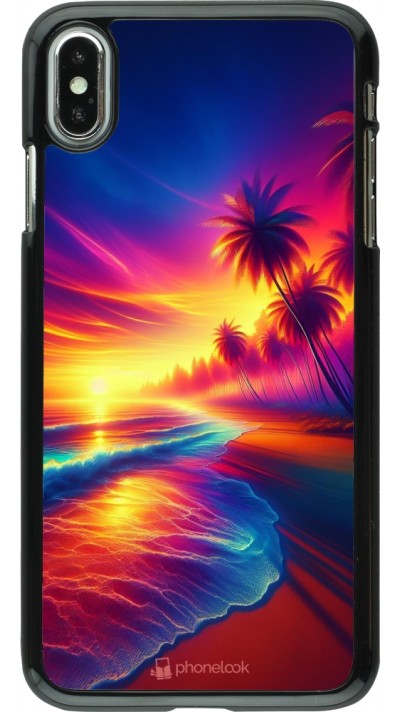 Coque iPhone Xs Max - Plage coucher soleil flashy