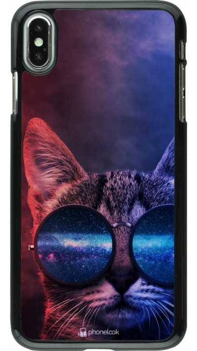 Coque iPhone Xs Max - Red Blue Cat Glasses