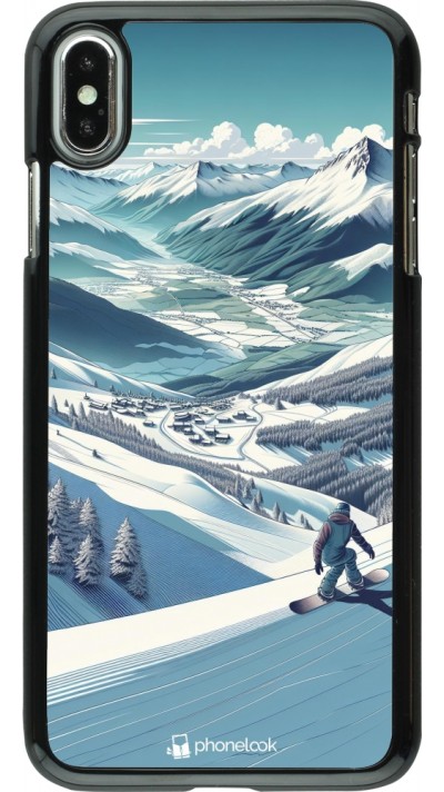 Coque iPhone Xs Max - Snowboarder Montagne