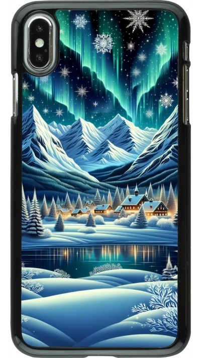 Coque iPhone Xs Max - Snowy Mountain Village Lake night