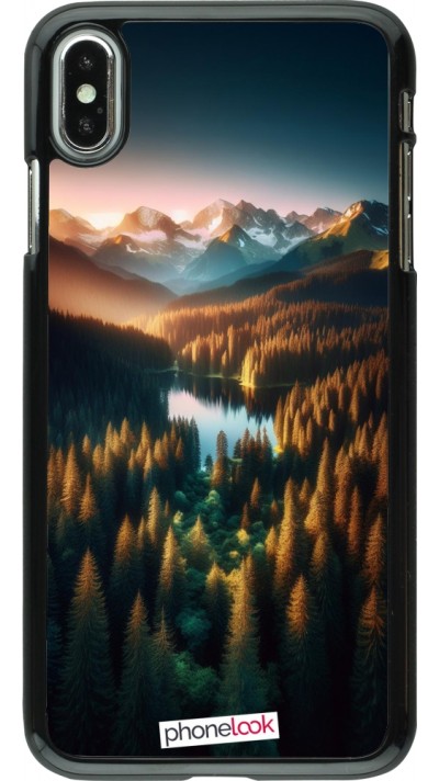 Coque iPhone Xs Max - Sunset Forest Lake