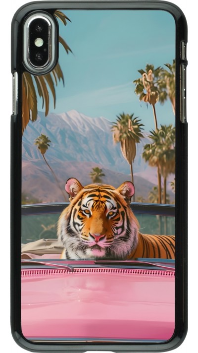 Coque iPhone Xs Max - Tigre voiture rose