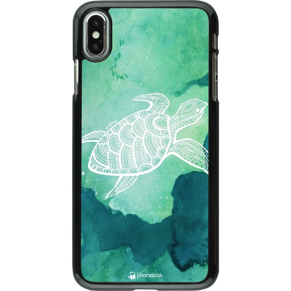 Coque iPhone Xs Max - Turtle Aztec Watercolor